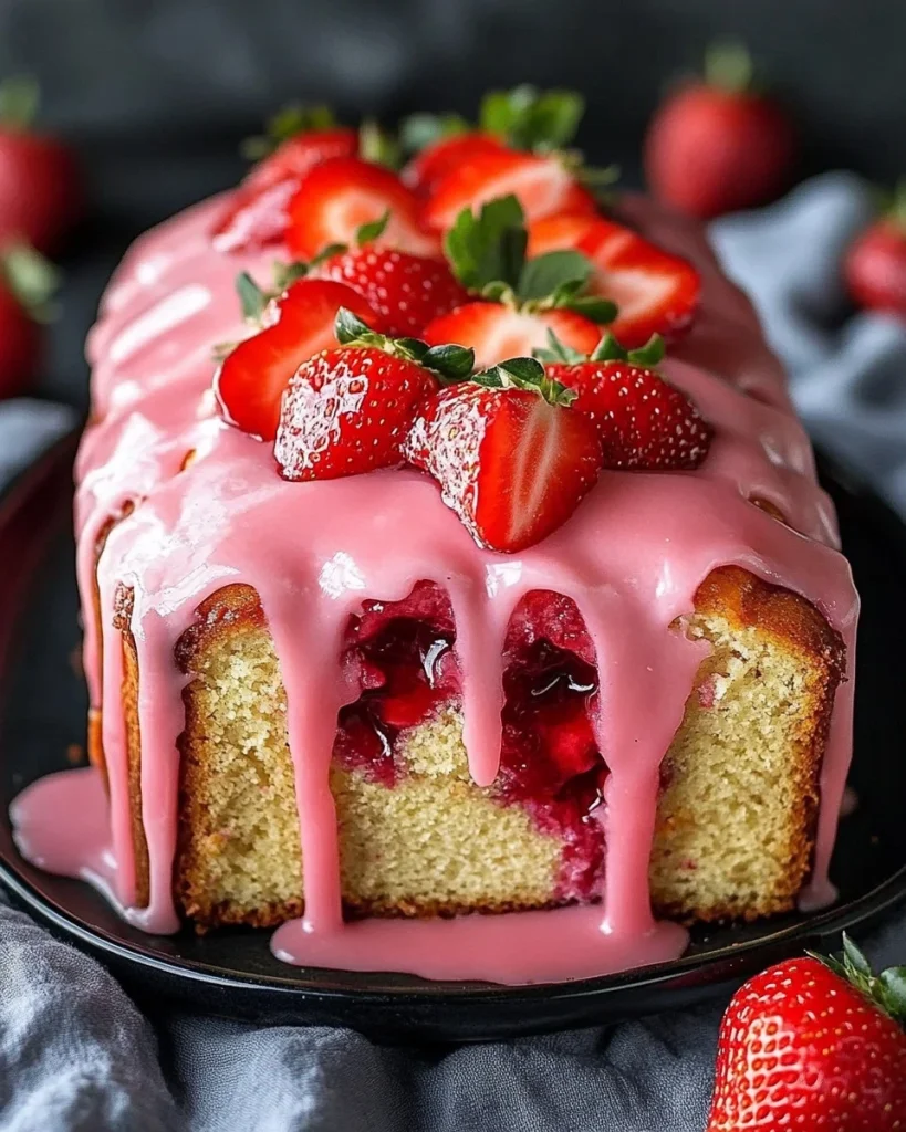 Erdbeer-Glasur-Brotkuchen mit Frischen Beeren