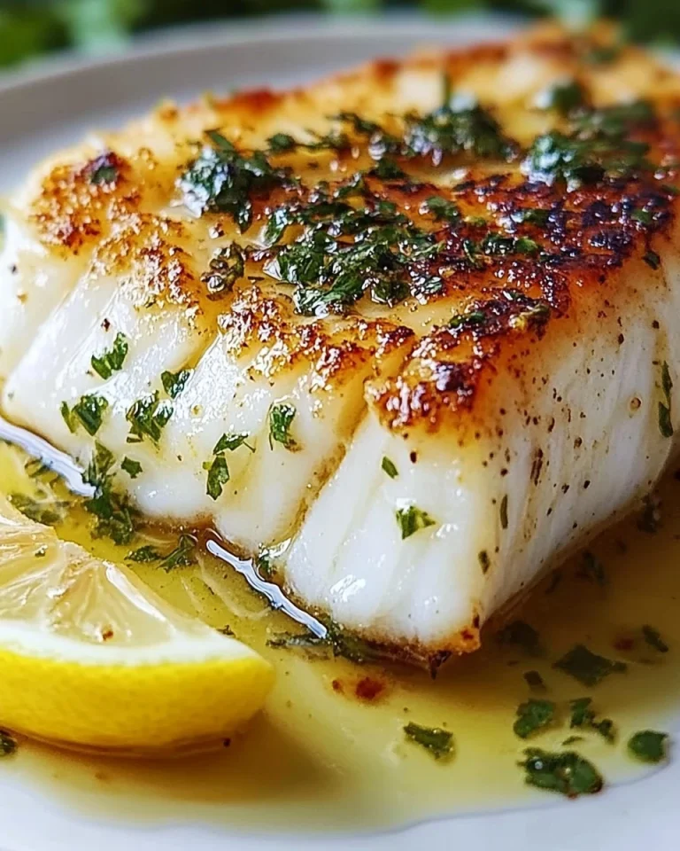 Goldgebratener Kabeljau mit Kräuterbuttersauce