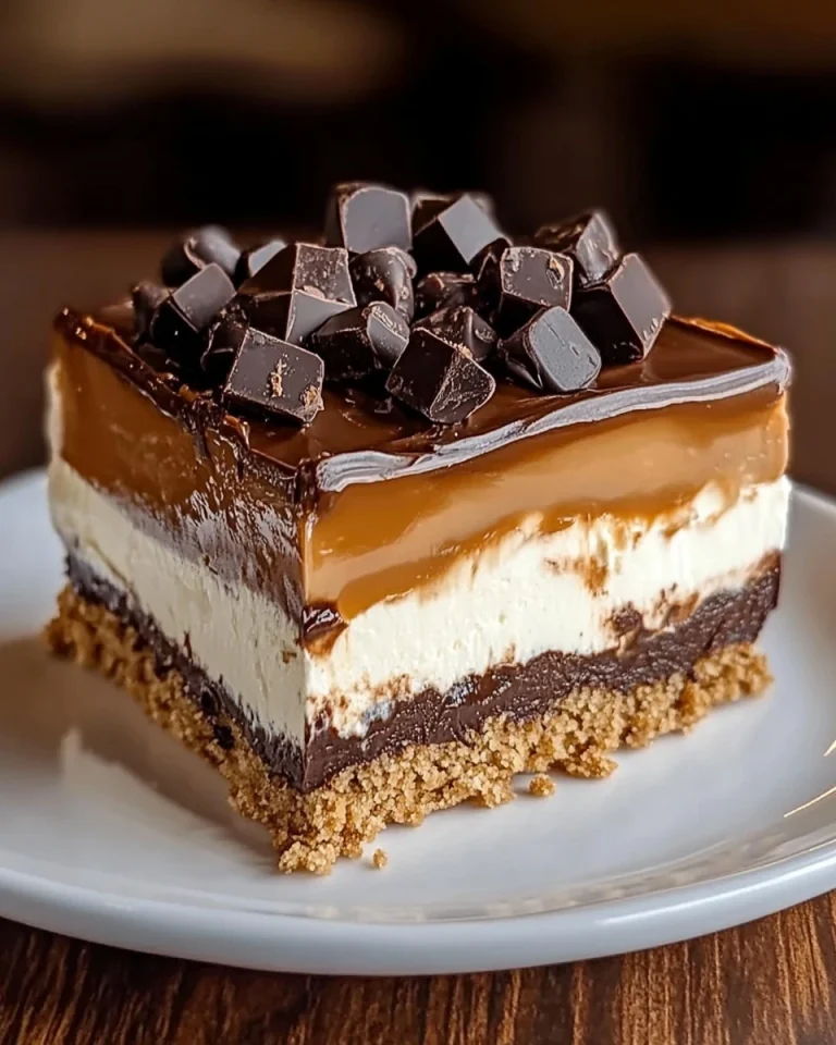 Hausgemachter No-Bake Twix Käsekuchen
