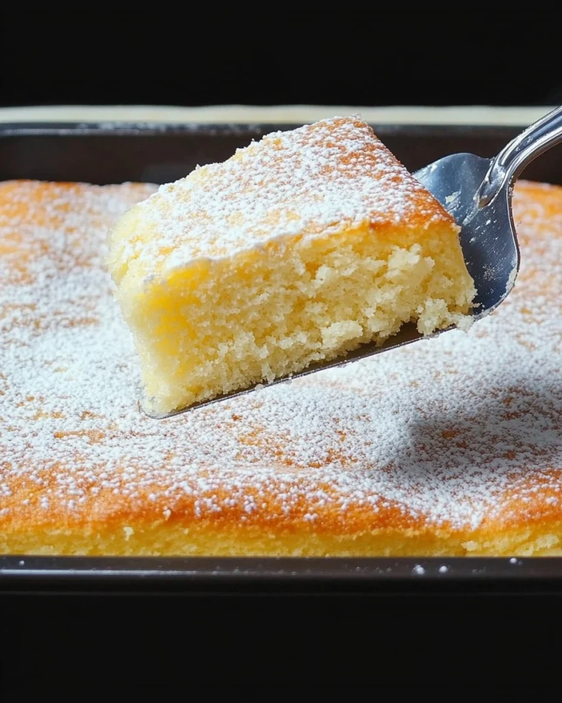 Heißer Milchkuchen frisch aus dem Ofen serviert