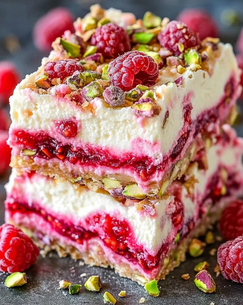 Himbeer-Pistazien-Käsekuchenriegel