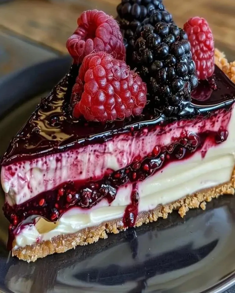 Himmlischer Käsekuchen mit Brombeeren und Himbeeren