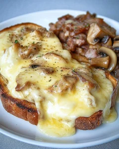 Jägertoast mit Käse überbacken, herzhaftes Gericht