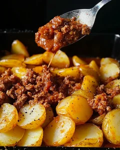 Leckeres Gericht Kartoffel Hack Auflauf mit Käse überbacken