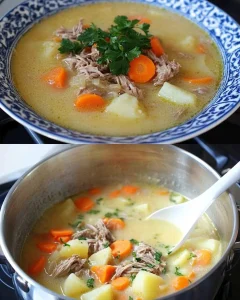 Kartoffel Hackfleisch Topf mit Schmand auf einem Servierteller