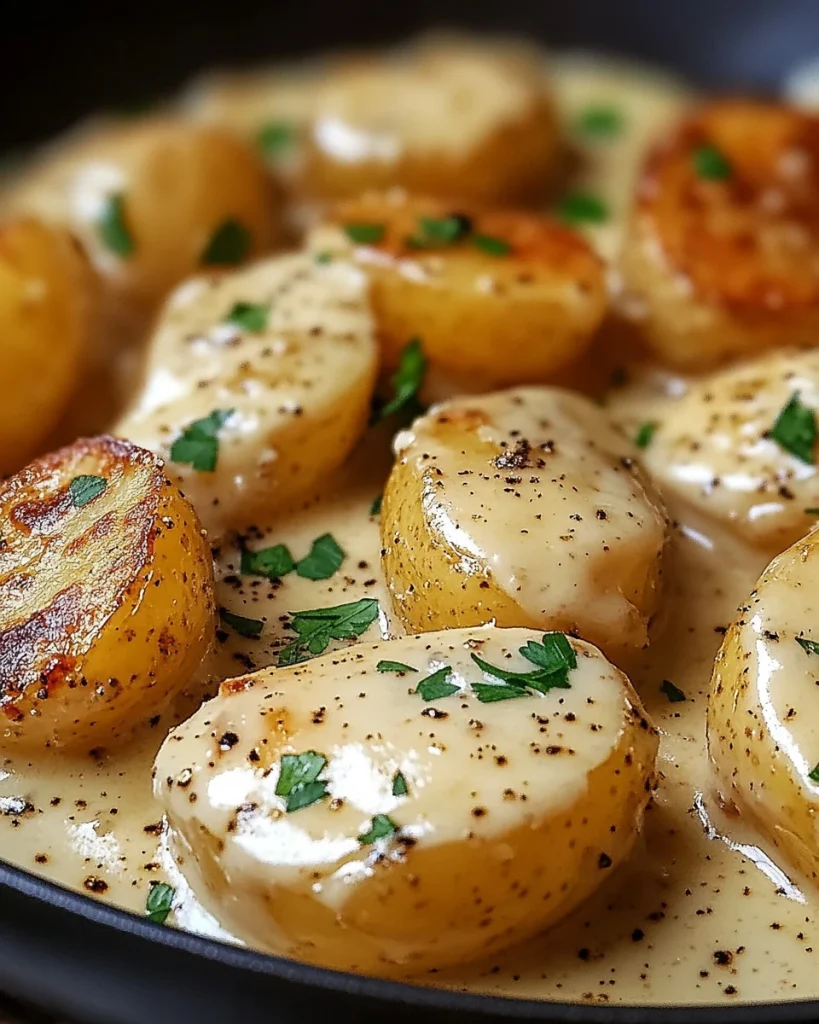 Kartoffeln in cremiger Knoblauchsoße