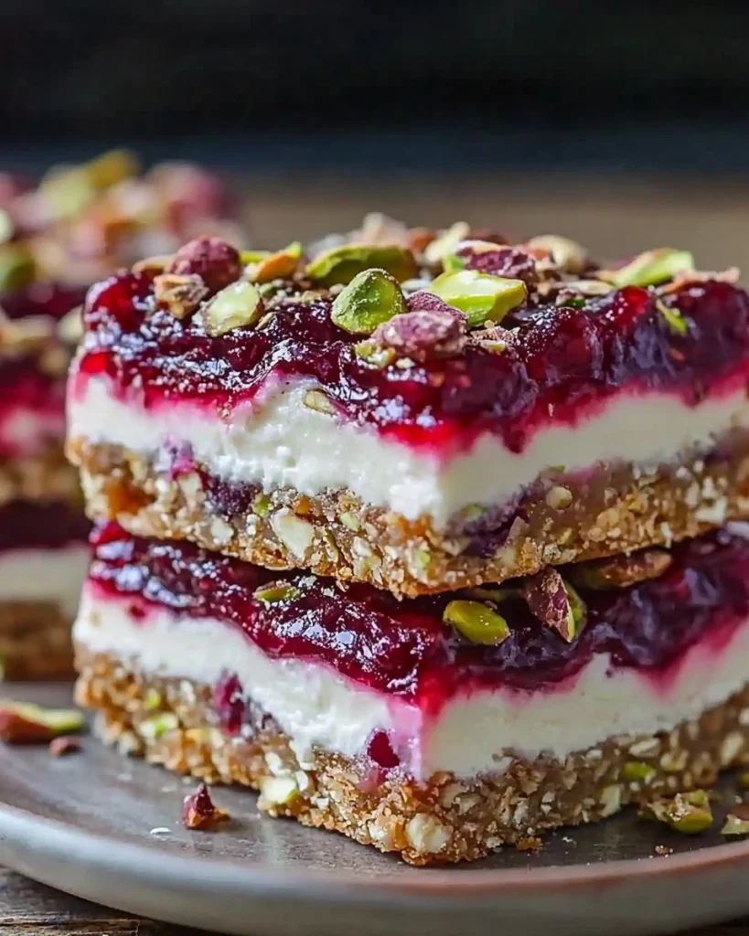 Kirsche-Pistazien-Käsekuchen-Riegel