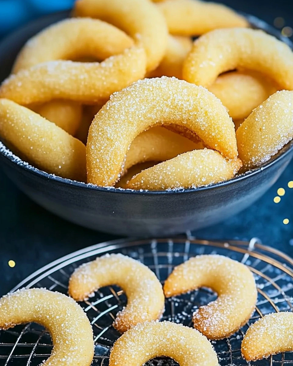 Kokos Sahnekipferl mit cremiger Füllung auf einem Teller