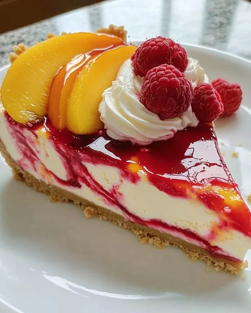 Pfirsich Himbeer Käsekuchen