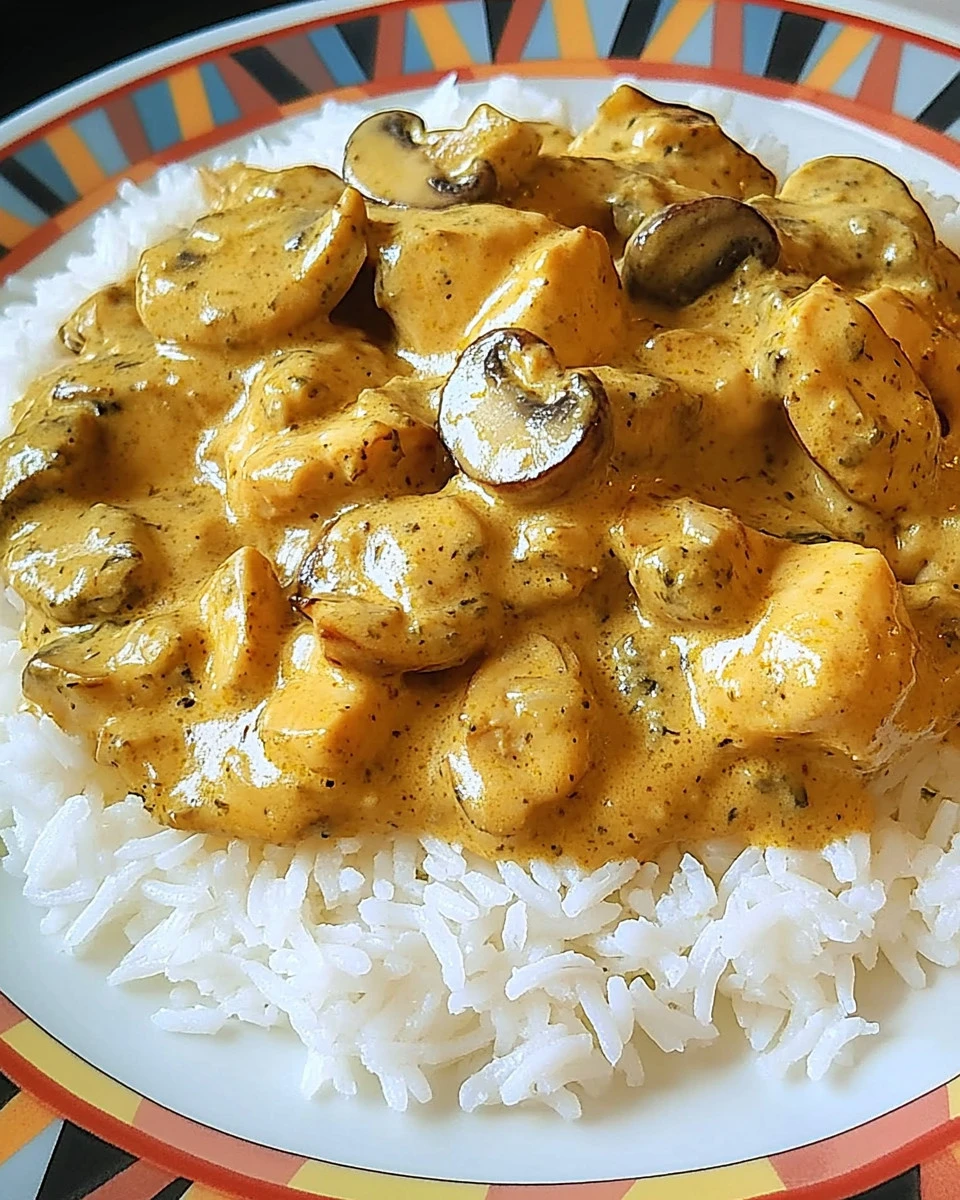 Ein Teller Philadelphia Geschnetzeltes mit Champignons