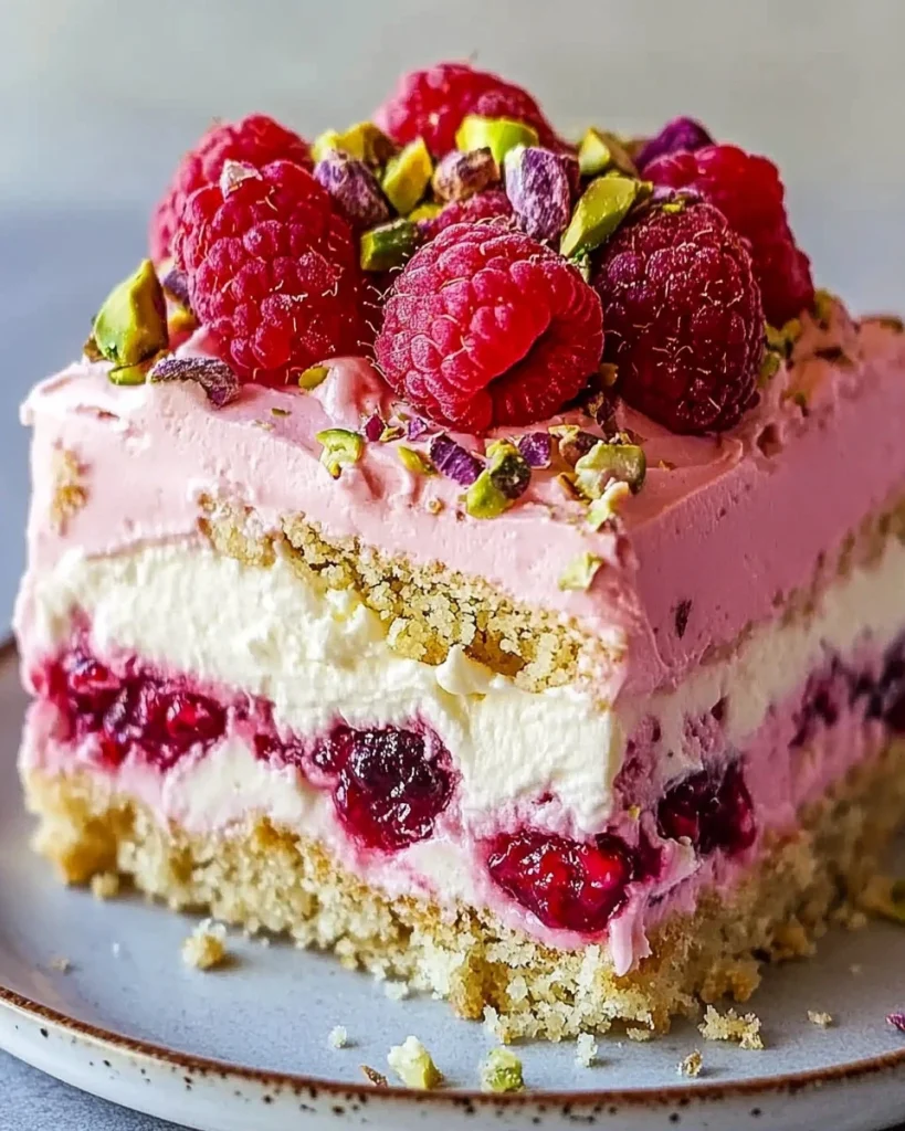 Pistazien-Himbeer-Käsekuchen