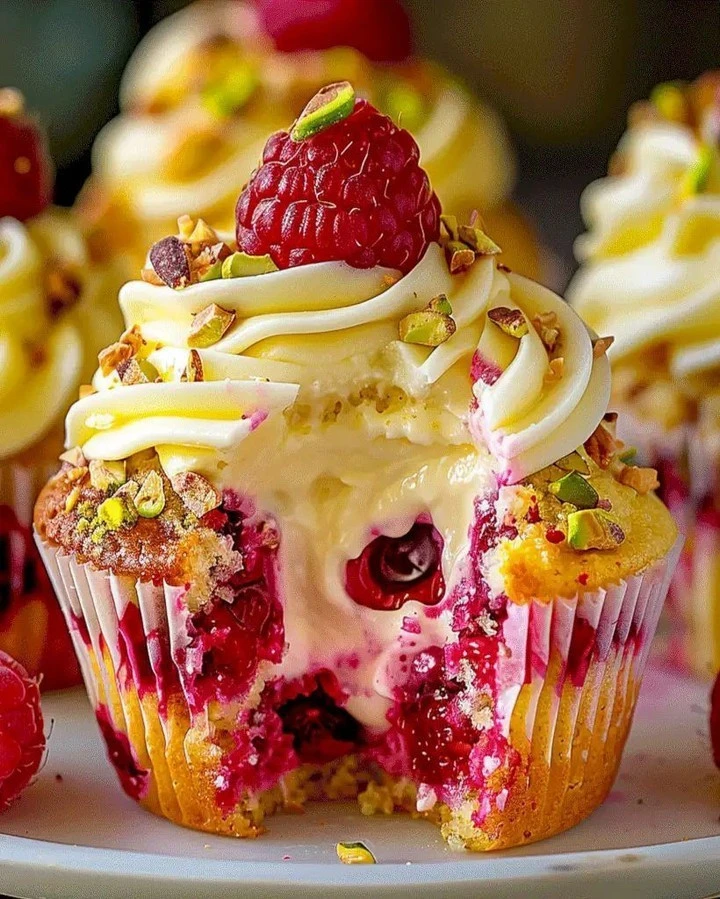 Pistazien-Himbeer Käsekuchen Cupcakes