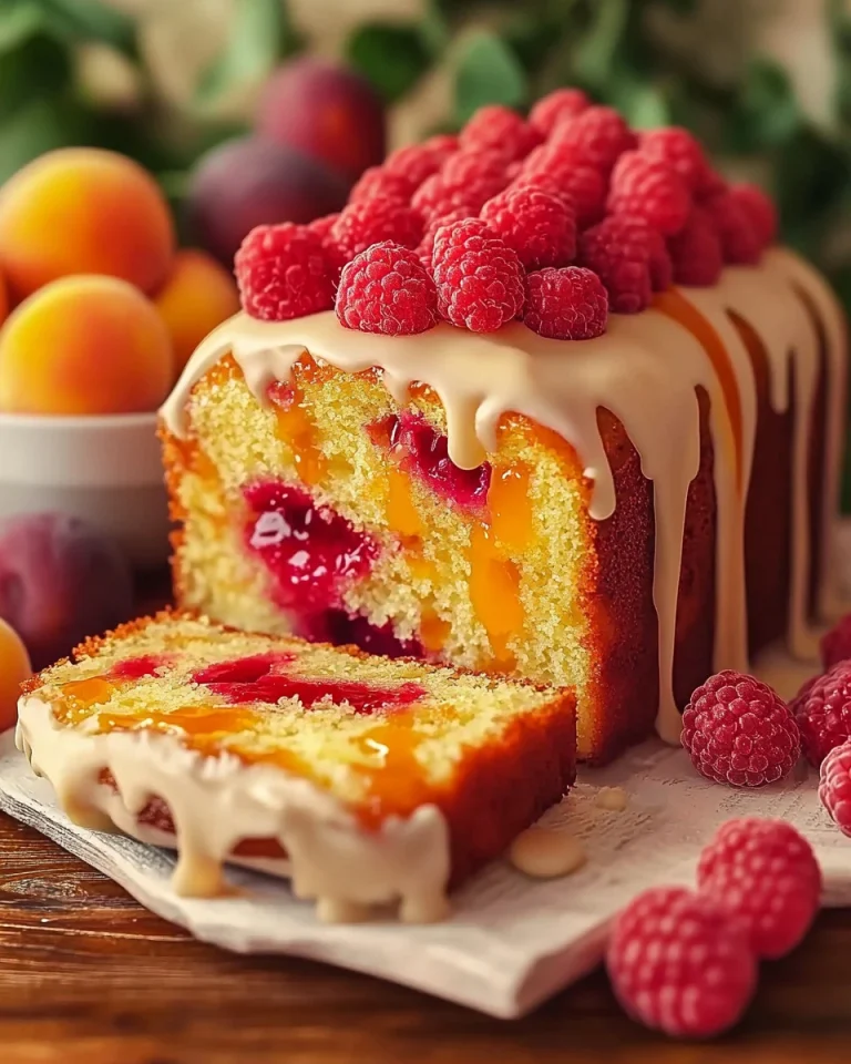 Saftiger Pfirsich-Himbeer-Kuchen