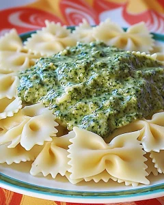 Spinat Frischkäse Soße serviert in einer Schüssel mit frischen Kräutern