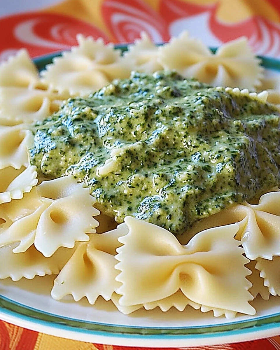 Spinat Frischkäse Soße serviert in einer Schüssel mit frischen Kräutern