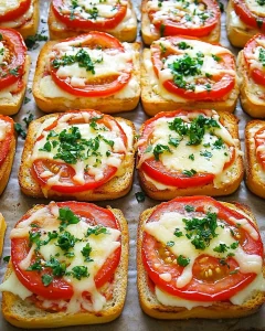 Leckere Tomaten Mozzarella Toast auf einem Teller serviert