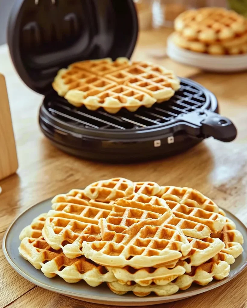 Leckere Vanille Joghurt Waffeln auf einem Teller