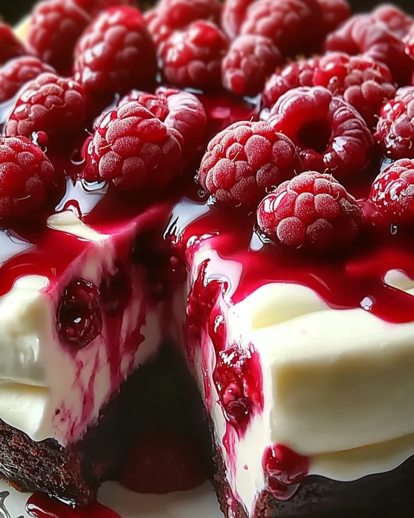 Weißer Schokoladen-Himbeer-Käsekuchen
