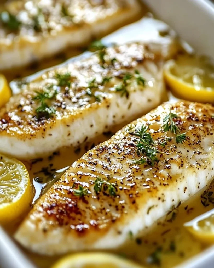 Zitronen-Knoblauch-Butter gebackener Tilapia