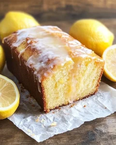 Leckerer Zitronenkuchen auf einem Teller mit Zitronenscheiben dekoriert