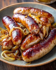 Köstliche Bierbratwurst auf dem Grill