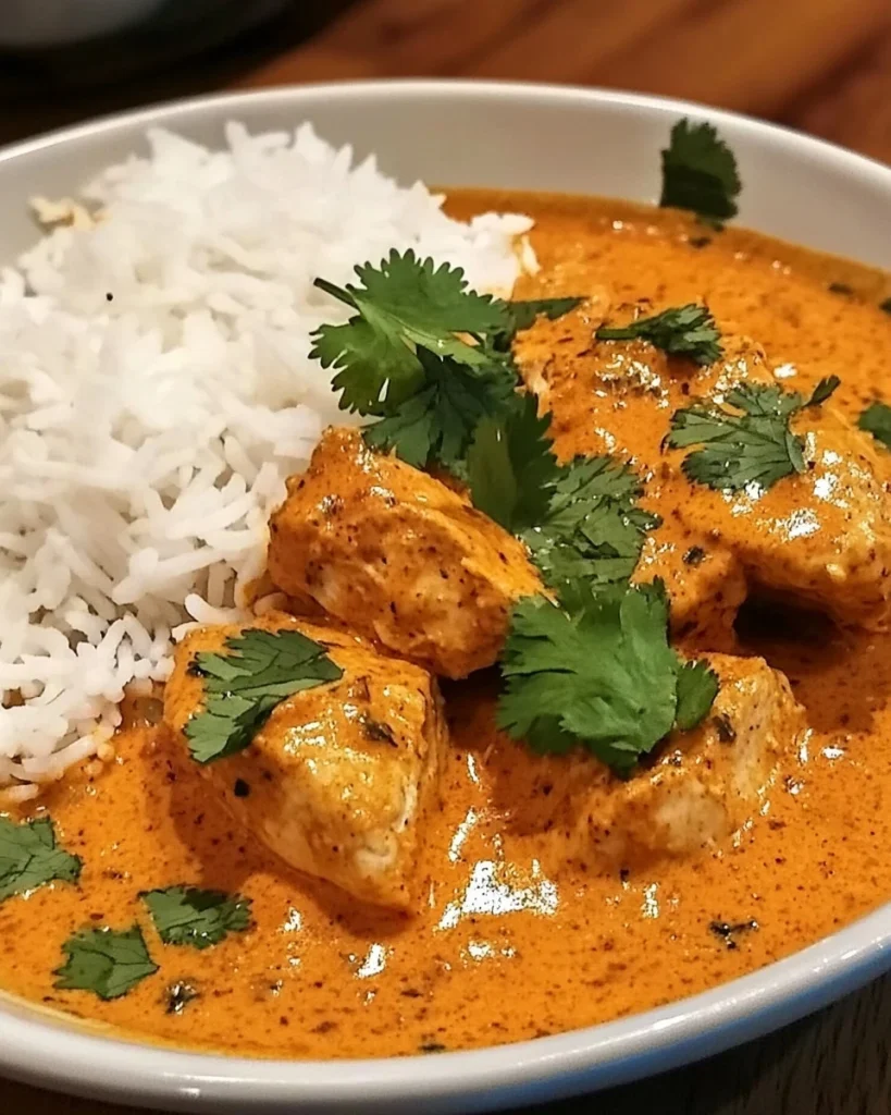 Leckeres Butter Chicken mit aromatischen Gewürzen und cremiger Sauce