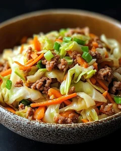 Teller mit Chinakohl und Hackfleisch, eine leckere Mahlzeit