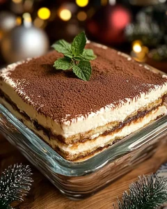 Leckeres Eierlikör-Tiramisu mit Mascarpone in einer eleganten Dessertpräsentation