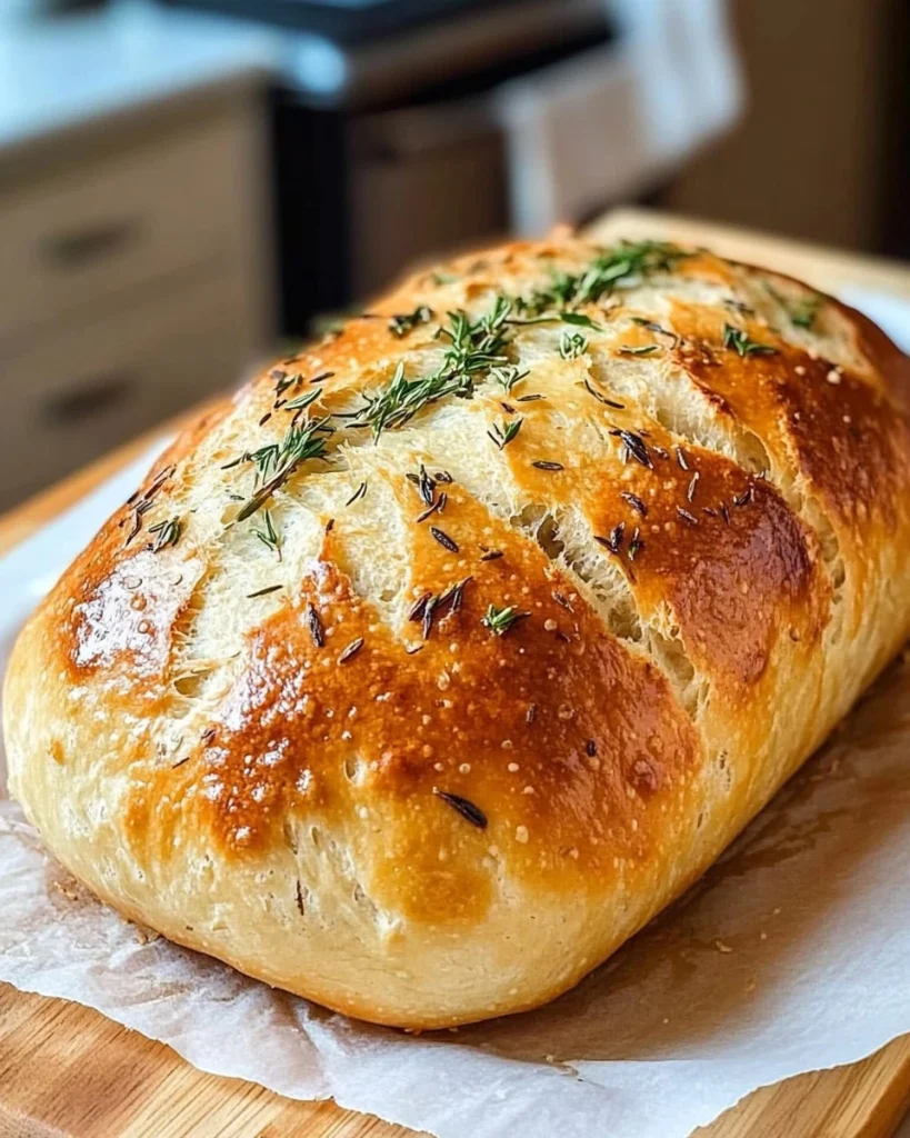 Faules Knoblauchbrot ohne Kneten, einfach und schnell zubereitet.