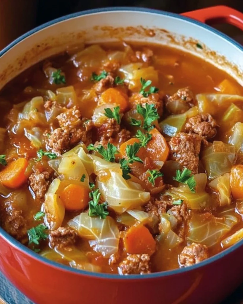 Herzhafter Wirsing-Hackfleisch-Eintopf im Topf