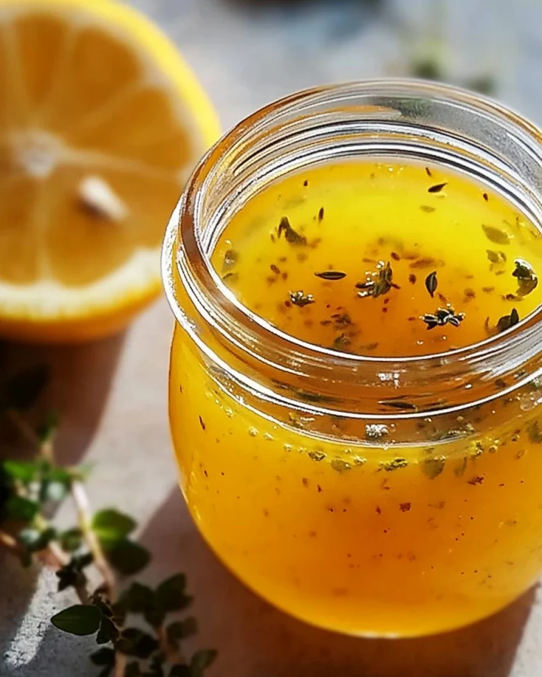 Honig-Senf-Zitronen-Vinaigrette auf einem Salat