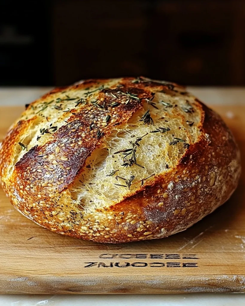 Knoblauchbrot ohne Kneten mit knuspriger Kruste und aromatischem Belag