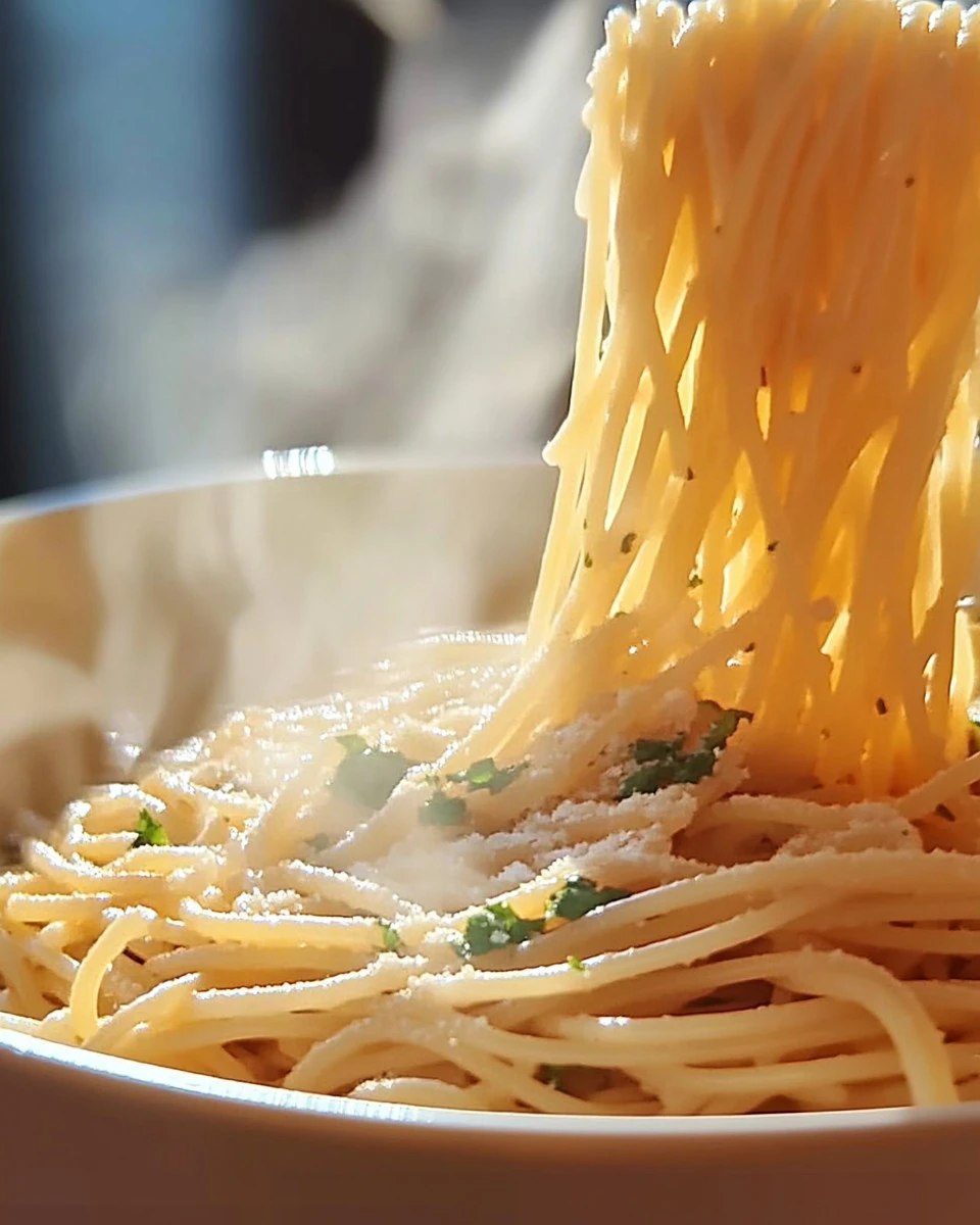 Knoblauchbutter-Kräuter-Pasta in einer Schüssel mit frischen Kräutern