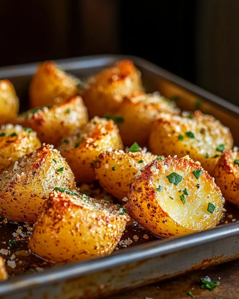 Parmesan Kartoffeln aus dem Ofen goldbraun und knusprig serviert