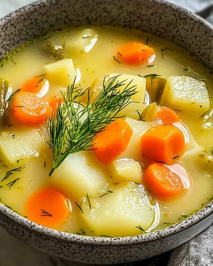 Polnische Gewürzgurkensuppe Zupa Ogórkowa mit Gurken und Gewürzen