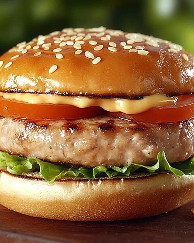 Leckerer Thunfisch-Burger auf einem Teller mit frischem Gemüse