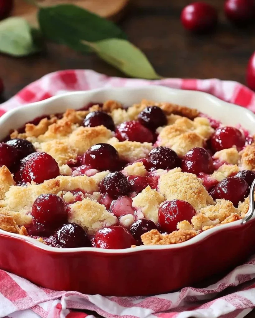 Alte Art Kirsch-Crumble mit saftigen Kirschen und knusprigen Streuseln