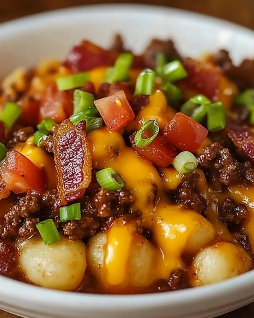 Leckere Bacon-Cheeseburger-Gnocchi mit Bacon und Käse