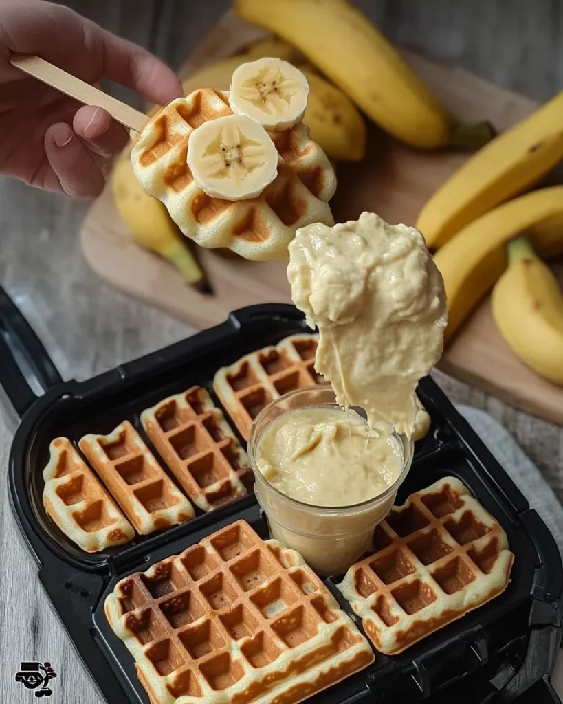 Leckere Bananen in knusprigem Waffelteig gebacken