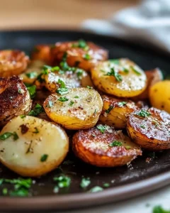Leckere Bratkartoffeln, goldbraun und knusprig gebraten auf einem Teller