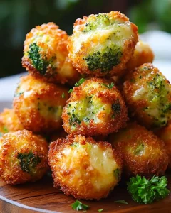 Leckere Brokkoli-Käse-Nuggets auf einem Teller serviert