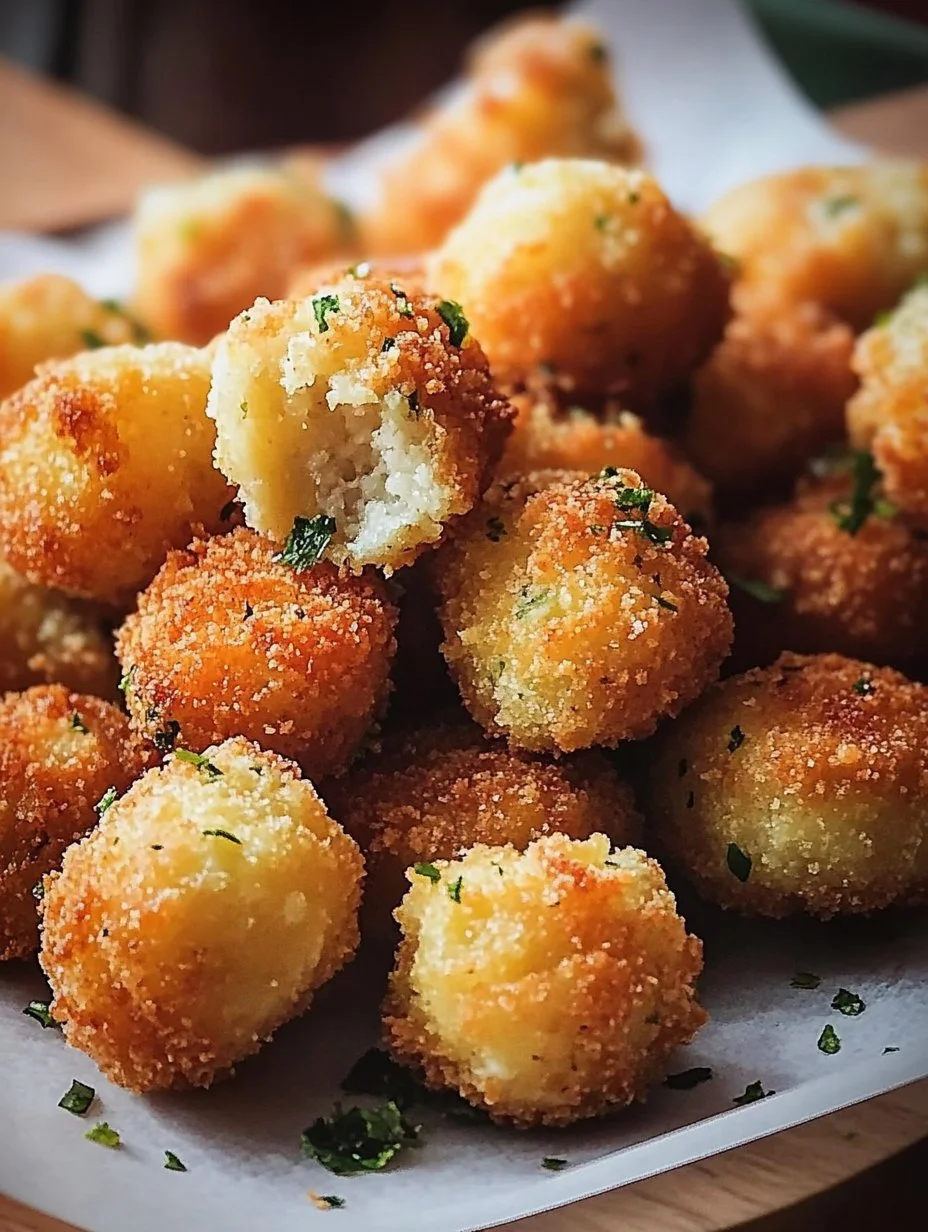 Brokkoli-Käse-Nuggets auf einem Teller serviert, goldbraun und knusprig.