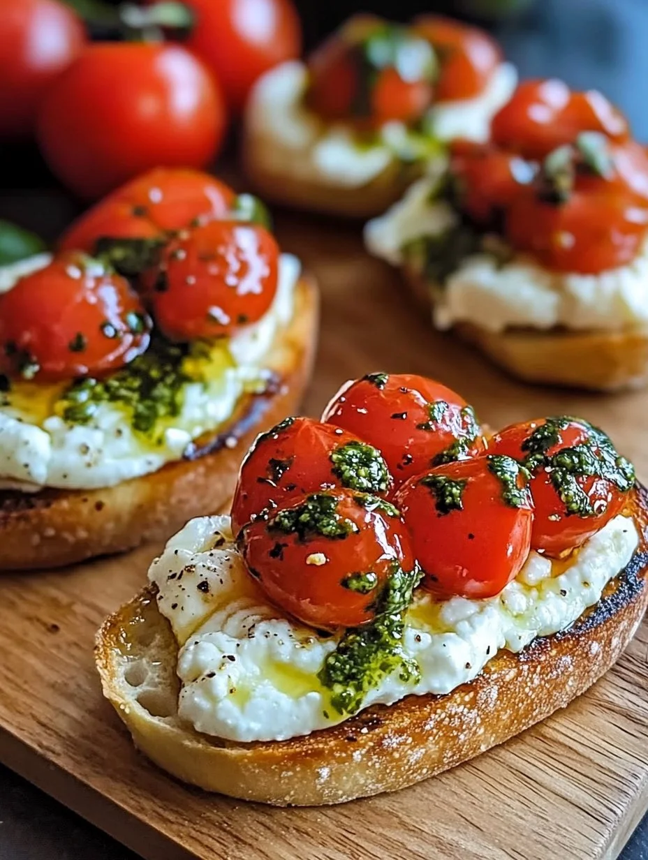 Burrata-Bruschetta mit frischen Zutaten und knusprigem Brot