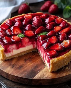 Erdbeerkäsekuchen Estiva mit frischen Erdbeeren und cremiger Käsefüllung