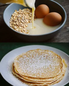 Leckere Haferpfannkuchen auf einem Teller mit frischen Früchten