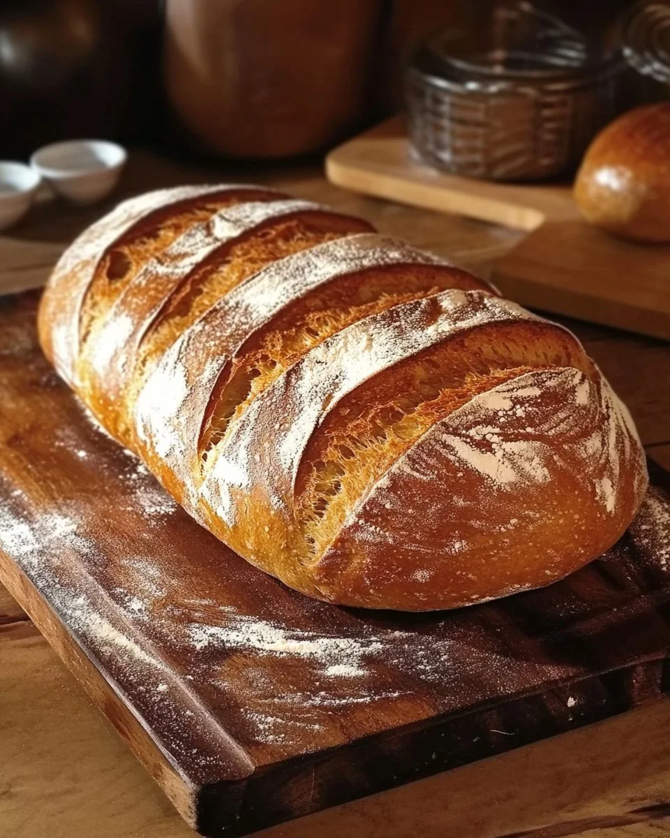 Frisches hausgemachtes Weizenmischbrot auf einem Holztisch