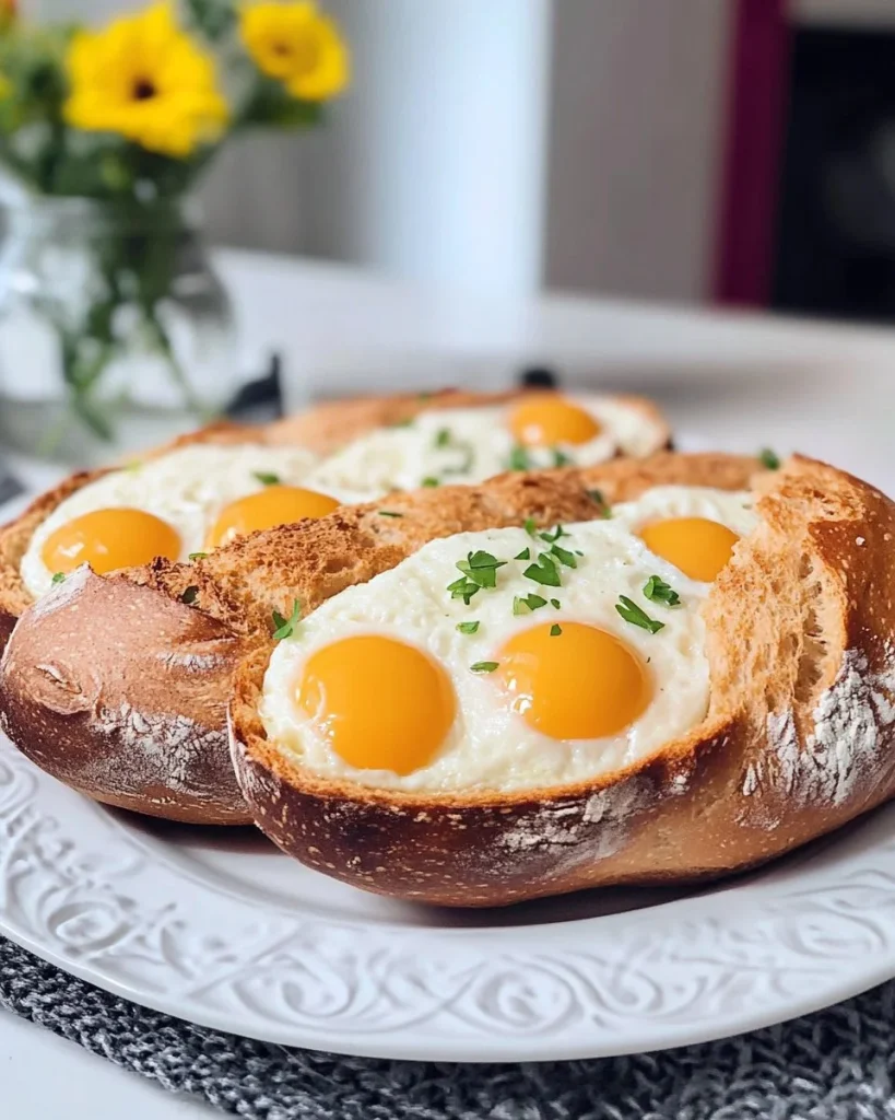 Leckeres Eier Brot auf einem Teller mit frischem Gemüse