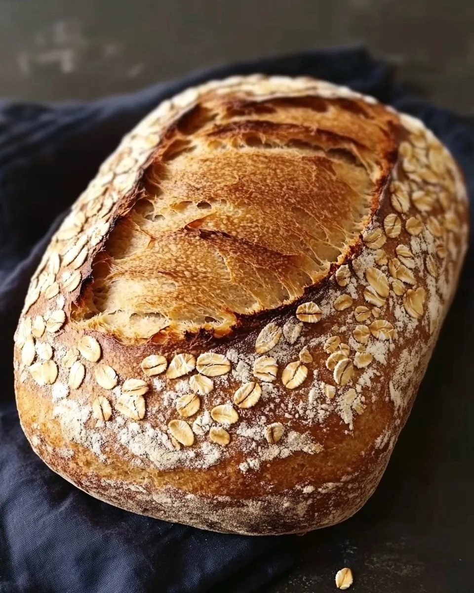 Joghurt-Hafer-Brot mit nur 3 Zutaten auf einem Holzbrett