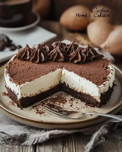 Kalte Torte mit Kaffee und Schokolade auf einem Teller serviert