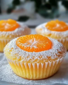 Käsekuchen Muffins mit Mandarinen auf einem Teller